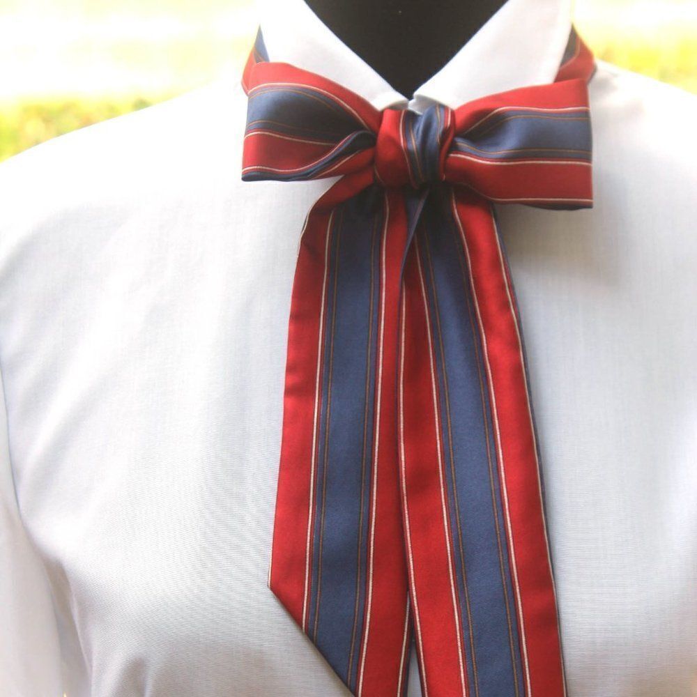Red Blue Stripe Neckerchief Skinny Scarf‎